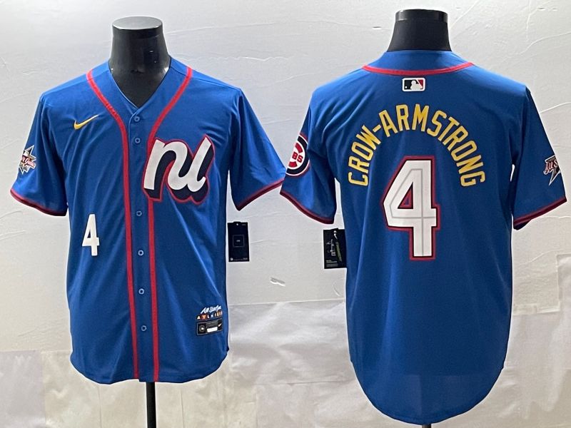 Men 2025 Chicago Cubs #4 Crow-Armstrong Blue All star Blank Blue Nike MLB Jersey style 2